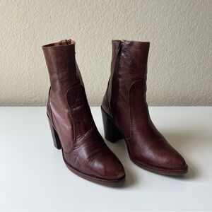 Nasty Gal Crosswalk Pico Leather Ankle Boots | Brown | Size 6 / EU 36 | GUC